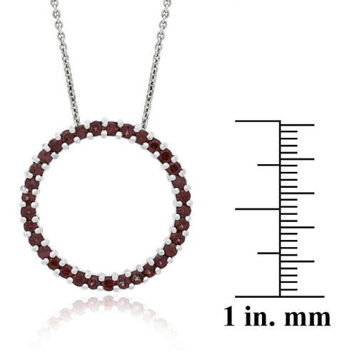 Sterling Silver 1.6ct. TGW Garnet Open Circle Pendant-2