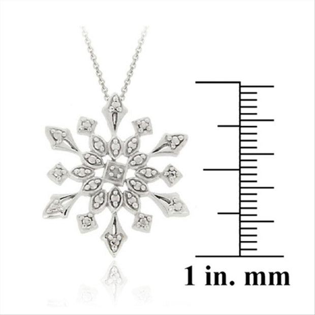 Sterling Silver Genuine Diamond Accent Snowflake Pendant