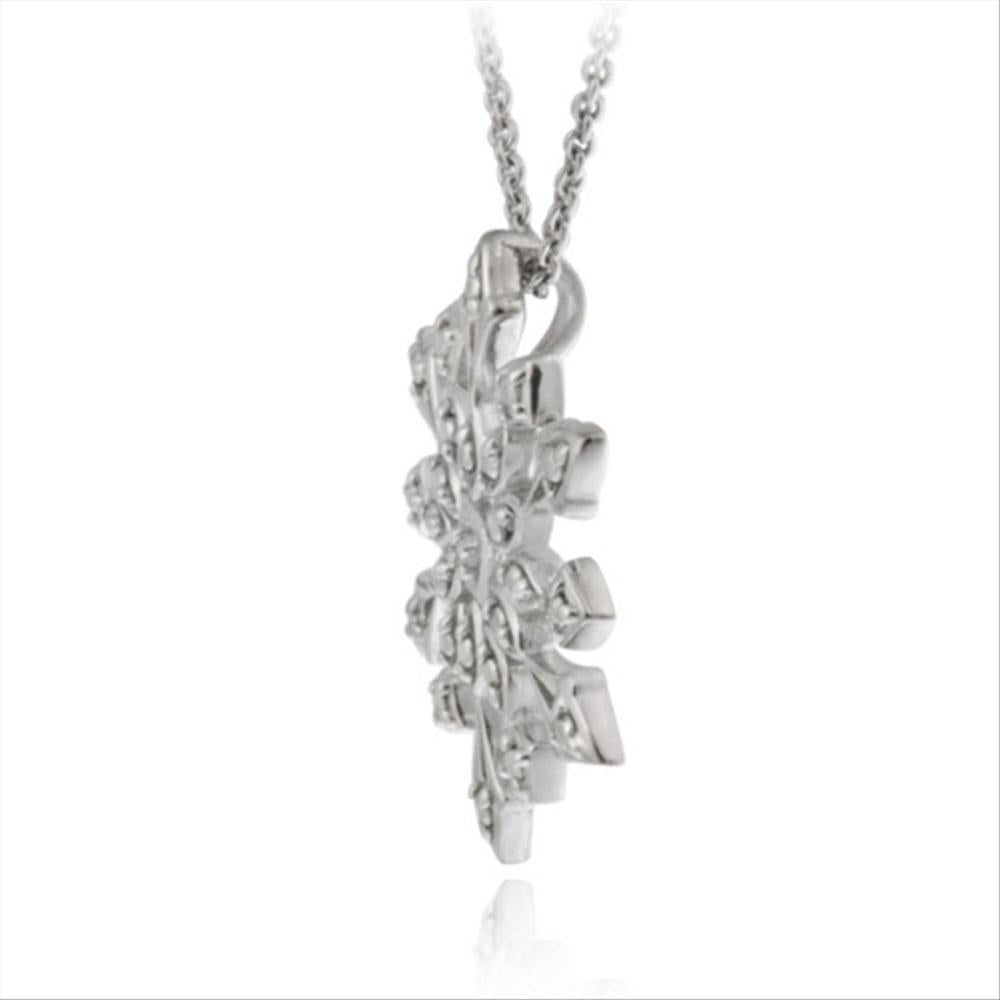 Sterling Silver Genuine Diamond Accent Snowflake Pendant-5