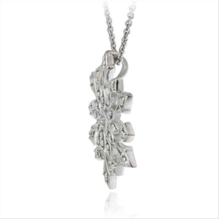 Sterling Silver Genuine Diamond Accent Snowflake Pendant