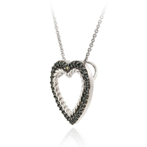 Sterling Silver 2/5ct Champagne Diamond Open Heart Pendant-2