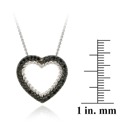 Sterling Silver 2/5ct Champagne Diamond Open Heart Pendant-3