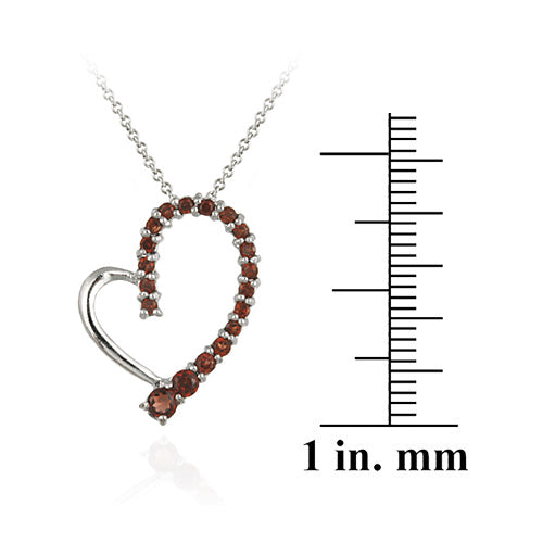Sterling Silver Garnet Floating Open Heart Journey Pendant-3