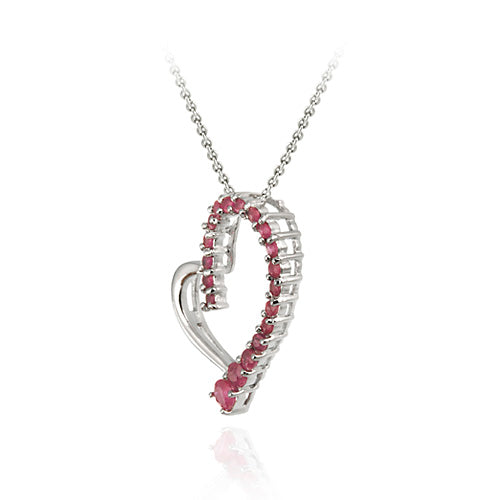 Sterling Silver Ruby Floating Open Heart Pendant-2