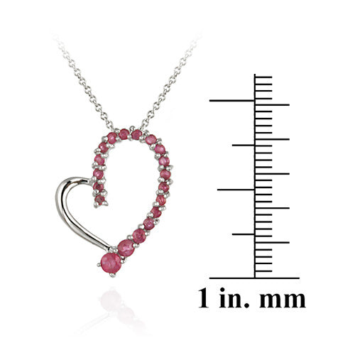 Sterling Silver Ruby Floating Open Heart Pendant-3