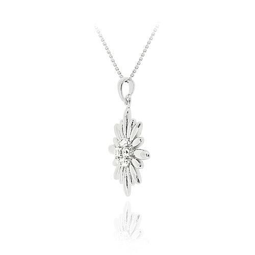 Sterling Silver CZ Flower Pendant-2