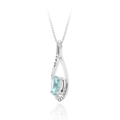 Sterling Silver Genuine Blue Topaz & Diamond Accent Swirl Pendant-2
