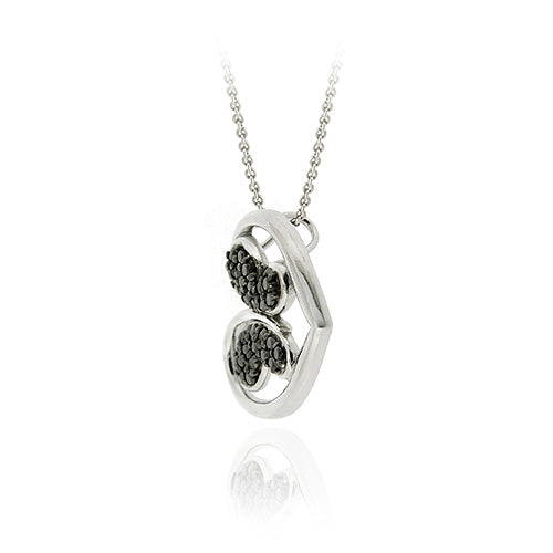 Sterling Silver Black Diamond Accent Butterfly in Heart Slide Pendant-3