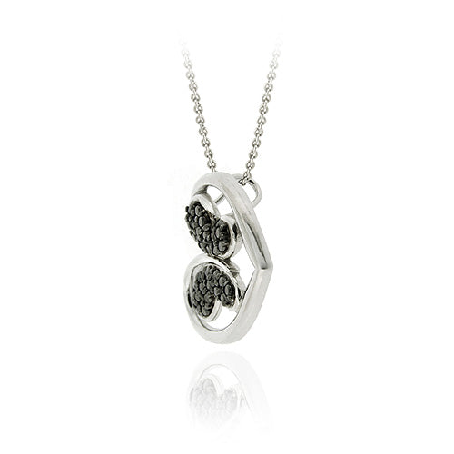 Sterling Silver Black Diamond Accent Butterfly in Heart Slide Pendant