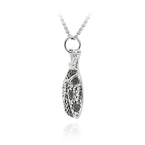 Sterling Silver Black Diamond Accent Ladybug Pendant-3
