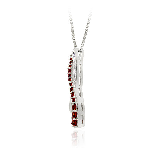 Sterling Silver Garnet & Diamond Accent Aids Awareness Ribbon Pendant-2