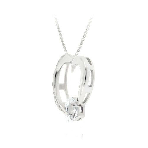 Sterling Silver 1.4ct White Topaz & Diamond Accent Floating Open Heart Necklace-2