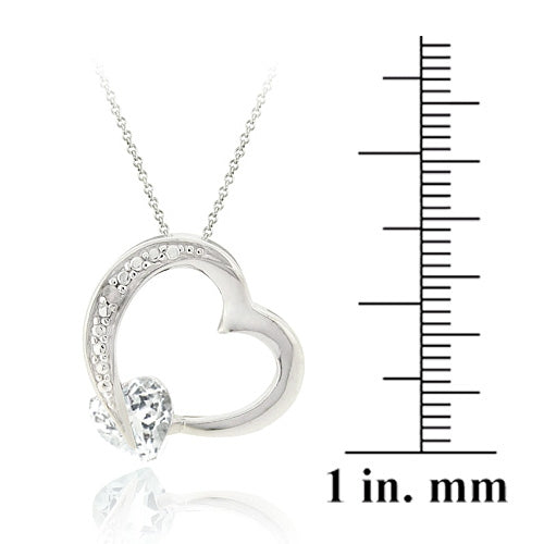 Sterling Silver 1.4ct White Topaz & Diamond Accent Floating Open Heart Necklace-3