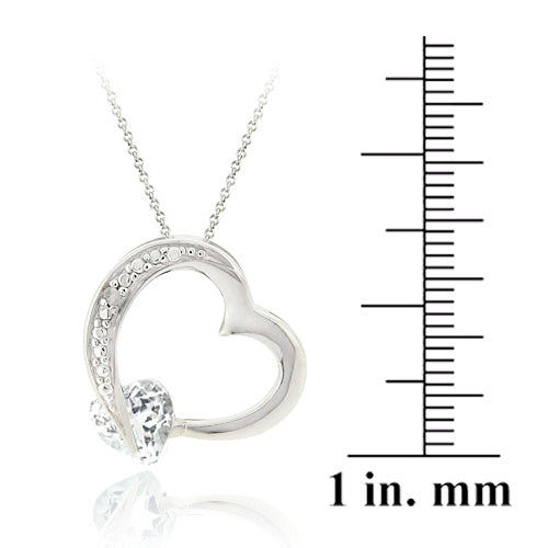 Sterling Silver 1.4ct White Topaz & Diamond Accent Floating Open Heart Necklace