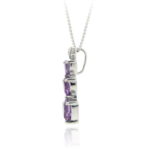 Sterling Silver Amethyst & Diamond Accent Heart Journey Pendant-2