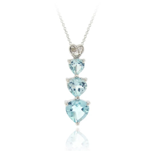 Sterling Silver Blue Topaz & Diamond Accent Heart Journey Pendant
