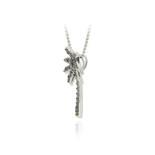 Sterling Silver Designer-Inspired Black Diamond Accent Palm Tree Pendant-6