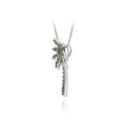 Sterling Silver Designer-Inspired Black Diamond Accent Palm Tree Pendant