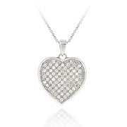 Sterling Silver CZ Micro Pave Heart Pendant