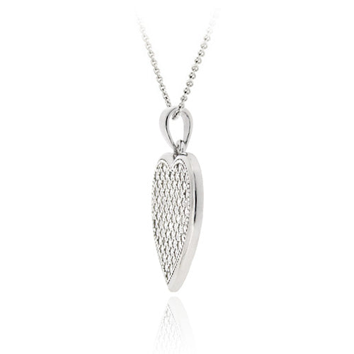 Sterling Silver CZ Micro Pave Heart Pendant-2