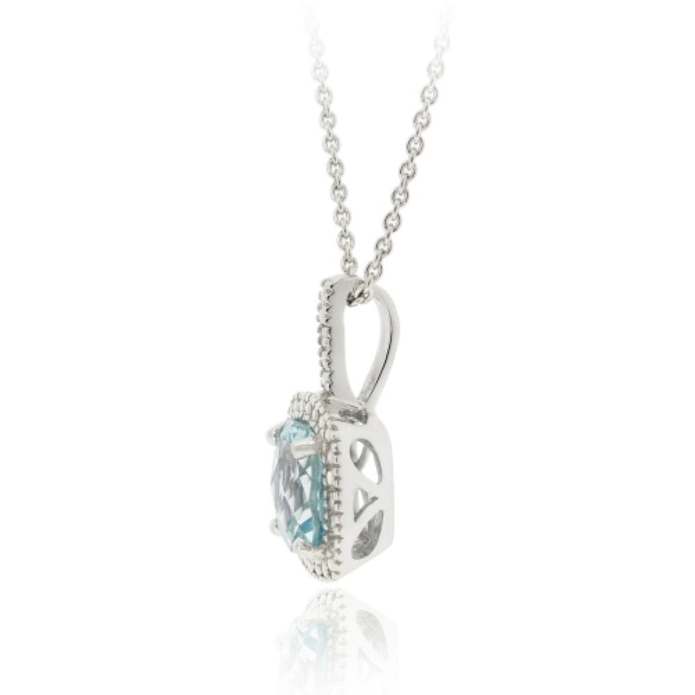 Sterling Silver Blue Topaz & Diamond Accent Square Pendant-3