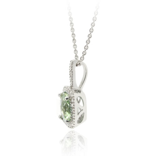 Sterling Silver Green Amethyst & Diamond Accent Square Pendant-2