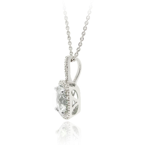 Sterling Silver 3.35ct White Topaz & Diamond Accent Square Necklace