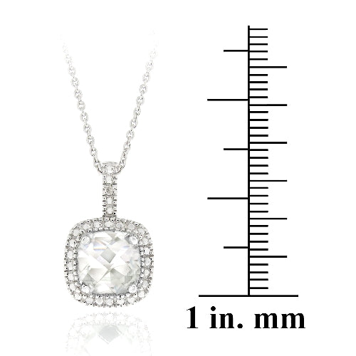 Sterling Silver 3.35ct White Topaz & Diamond Accent Square Necklace-4