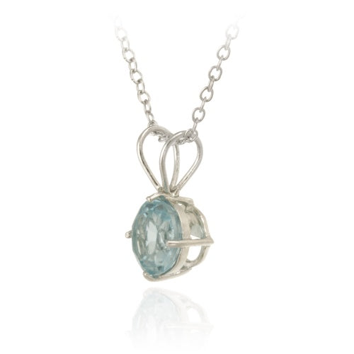 Sterling Silver 1.6ct TGW Blue Topaz 7mm Round Solitaire Pendant, 18"-2