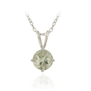 Sterling Silver 1.2ct. TGW Green Amethyst 7mm Round Solitaire Pendant, 18"