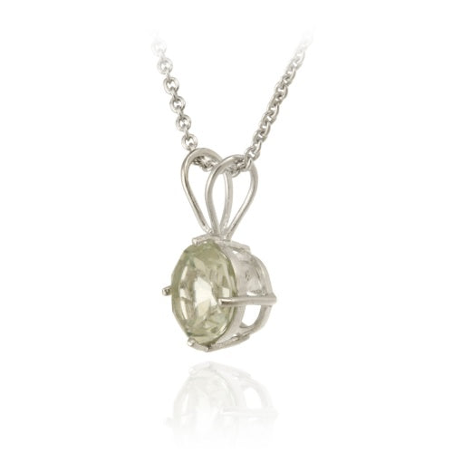 Sterling Silver 1.2ct. TGW Green Amethyst 7mm Round Solitaire Pendant, 18"-2