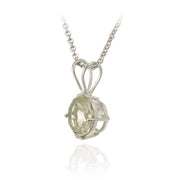 Sterling Silver 1.2ct. TGW Green Amethyst 7mm Round Solitaire Pendant, 18"