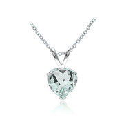 Sterling Silver Natural Aquamarine 7mm Heart Solitaire Necklace