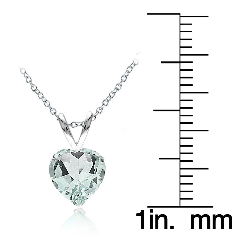 Sterling Silver Natural Aquamarine 7mm Heart Solitaire Necklace-2