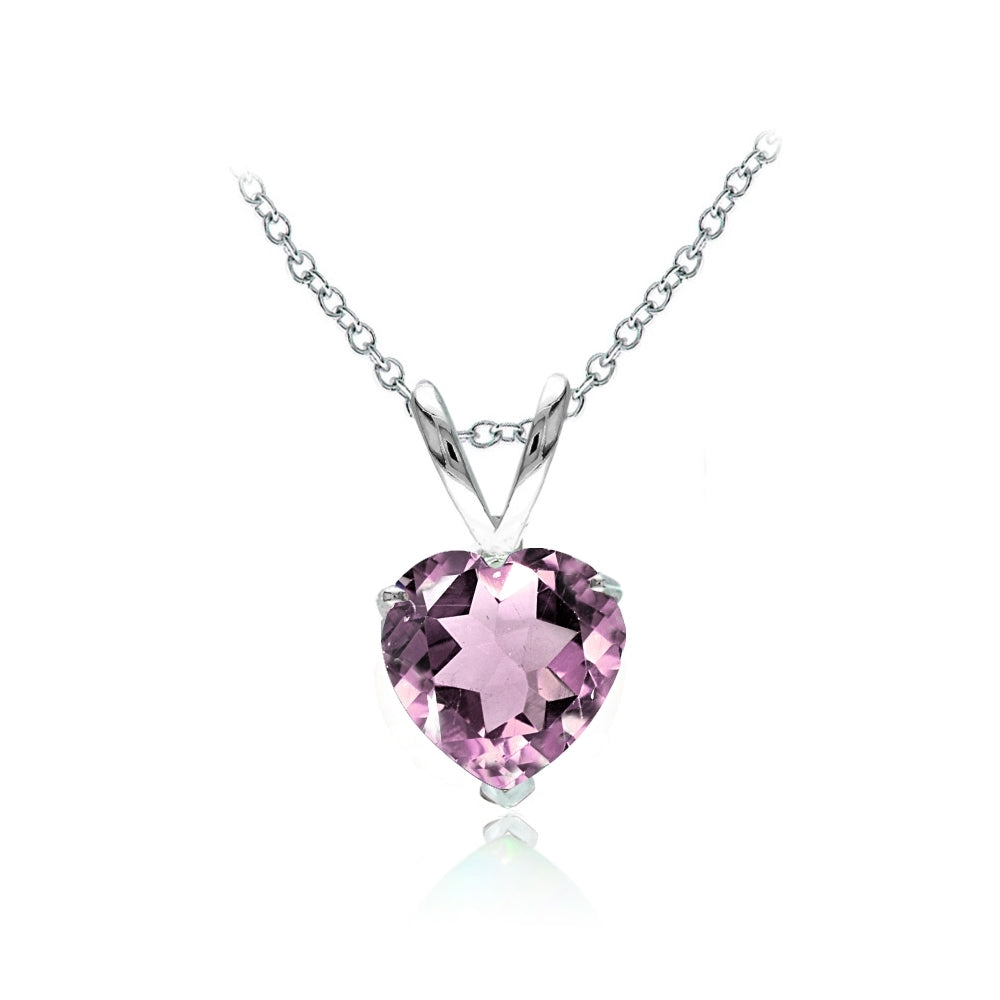 Sterling Silver Created Alexandrite 7mm Heart Solitaire Necklace
