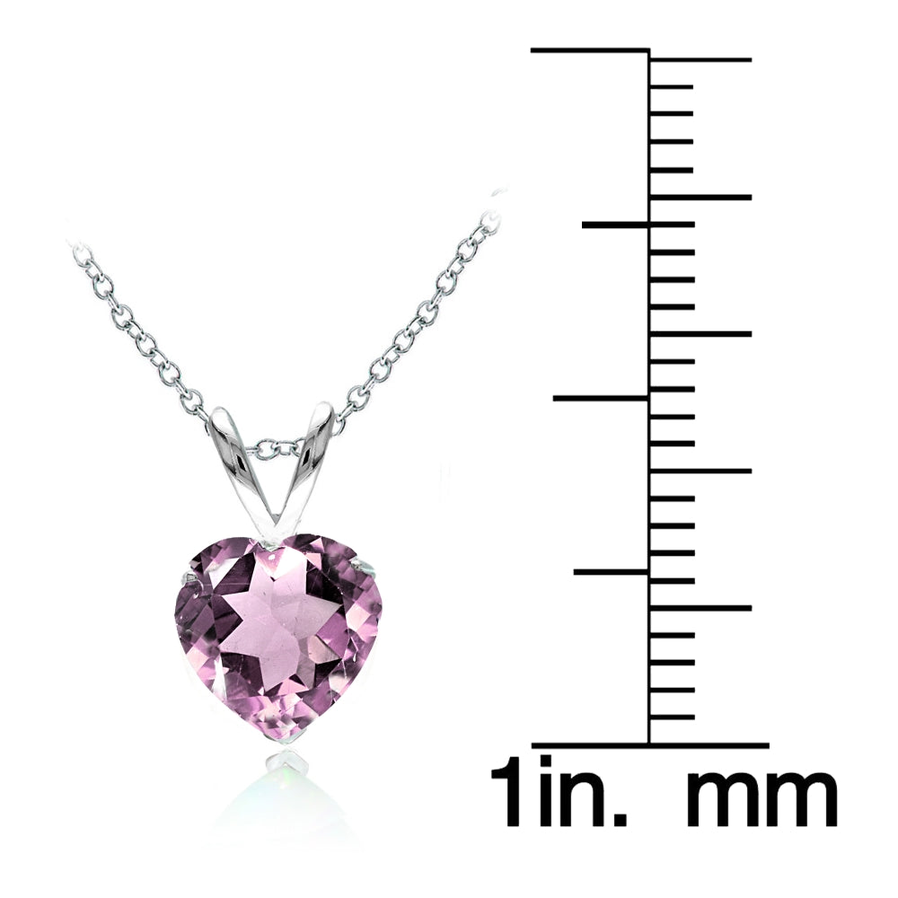 Sterling Silver Created Alexandrite 7mm Heart Solitaire Necklace-3