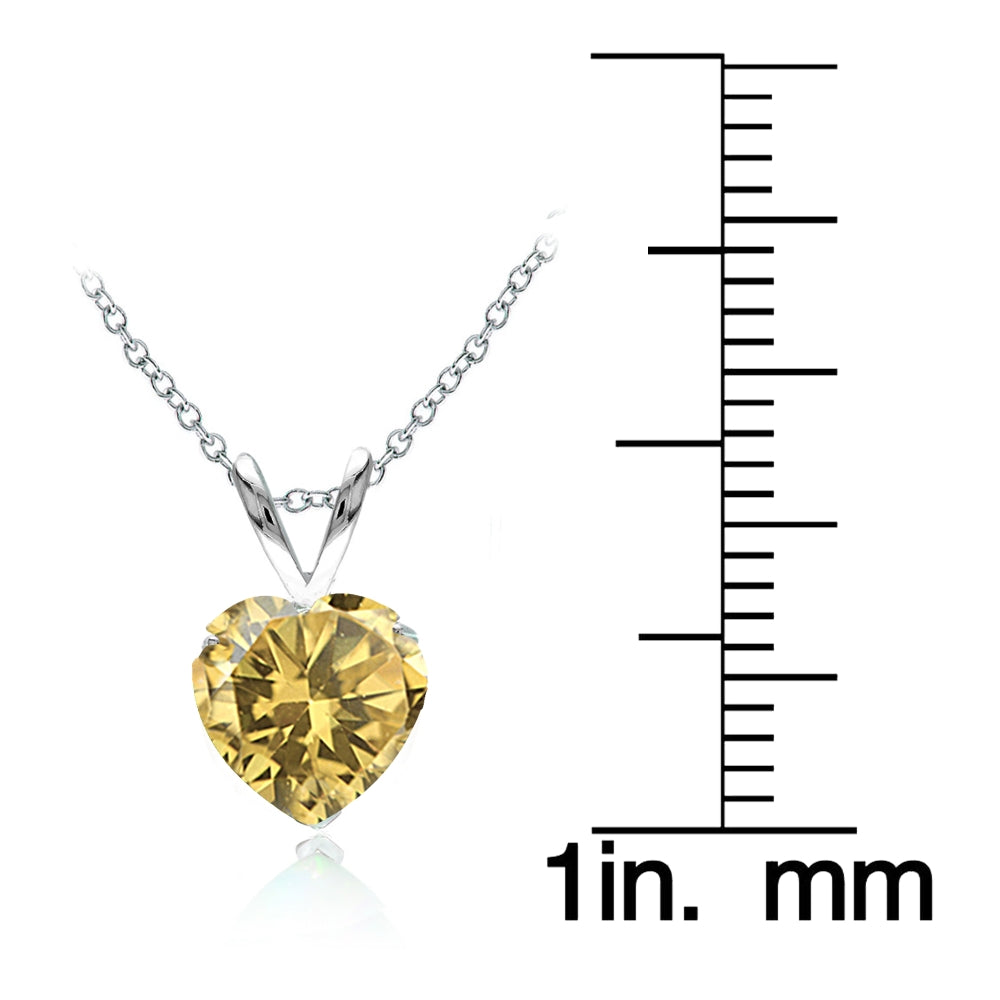 Sterling Silver Citrine 7mm Heart Solitaire Necklace-3