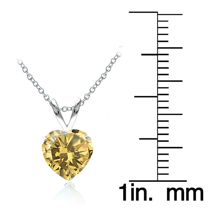 Sterling Silver Citrine 7mm Heart Solitaire Necklace