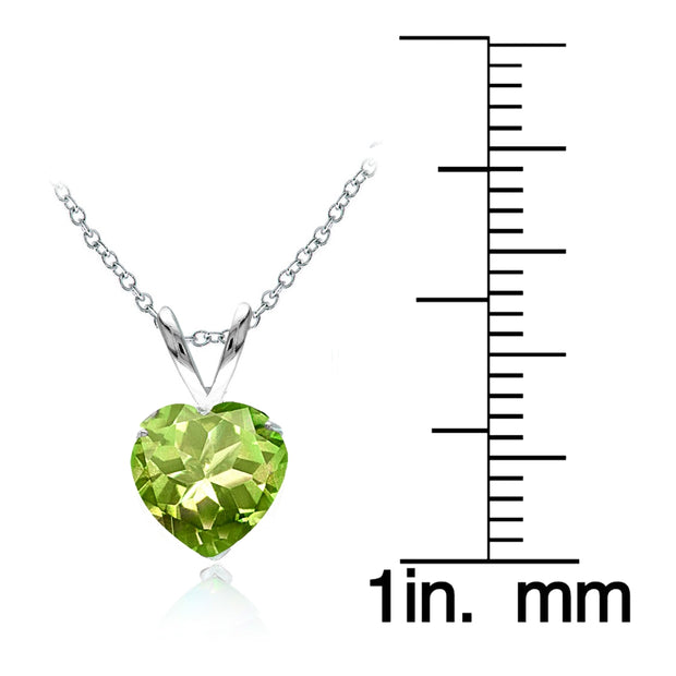 Sterling Silver Peridot 7mm Heart Solitaire Necklace