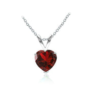 Sterling Silver Created Ruby 7mm Heart Solitaire Necklace