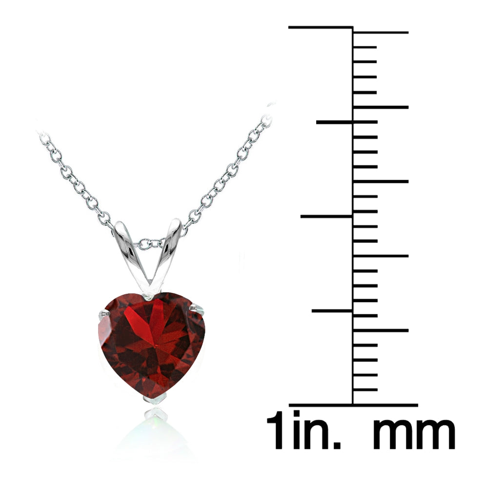 Sterling Silver Created Ruby 7mm Heart Solitaire Necklace-3