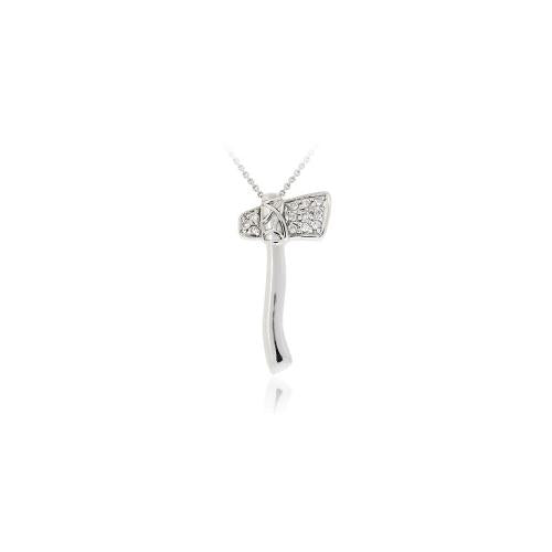 Sterling Silver CZ Axe Pendant