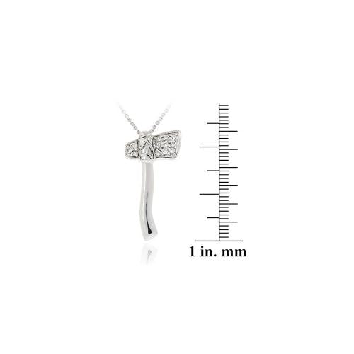 Sterling Silver CZ Axe Pendant-3