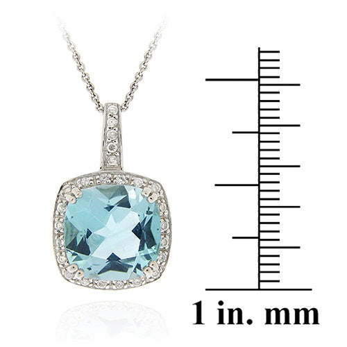 Sterling Silver 7&1/2ct Blue Topaz & CZ Pendant-3