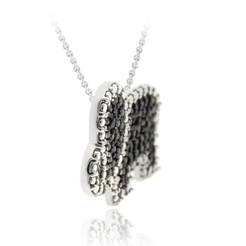 Sterling Silver Black Diamond Accent Elephant Pendant-3