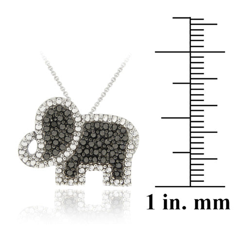 Sterling Silver Black Diamond Accent Elephant Pendant-4