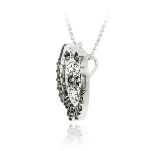 Sterling Silver Black Diamond Accent Pave Panda Bear Pendant-2