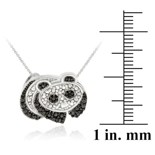 Sterling Silver Black Diamond Accent Pave Panda Bear Pendant-3