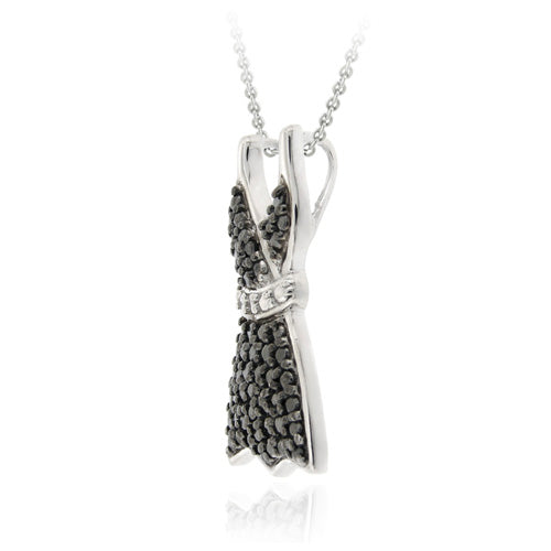 Sterling Silver Black Diamond Accent "Little Black Dress" Pendant-3