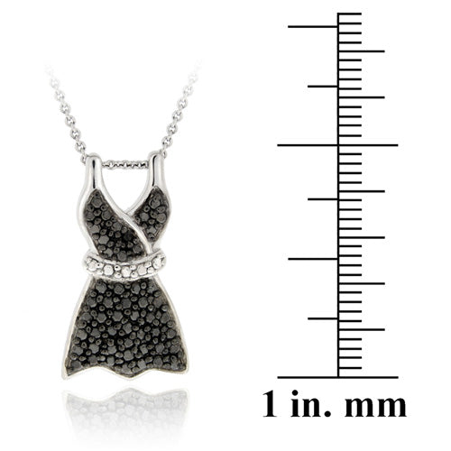 Sterling Silver Black Diamond Accent "Little Black Dress" Pendant-4